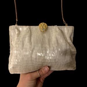 Vintage 50s 60s La Regale Mother Of Pearl Gold Snake Hook Clasp closure lock